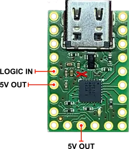 Top View with 5V Out Only Configuration